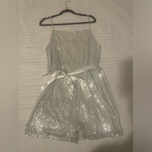 White Sparkly Romper Size 1x Brand New